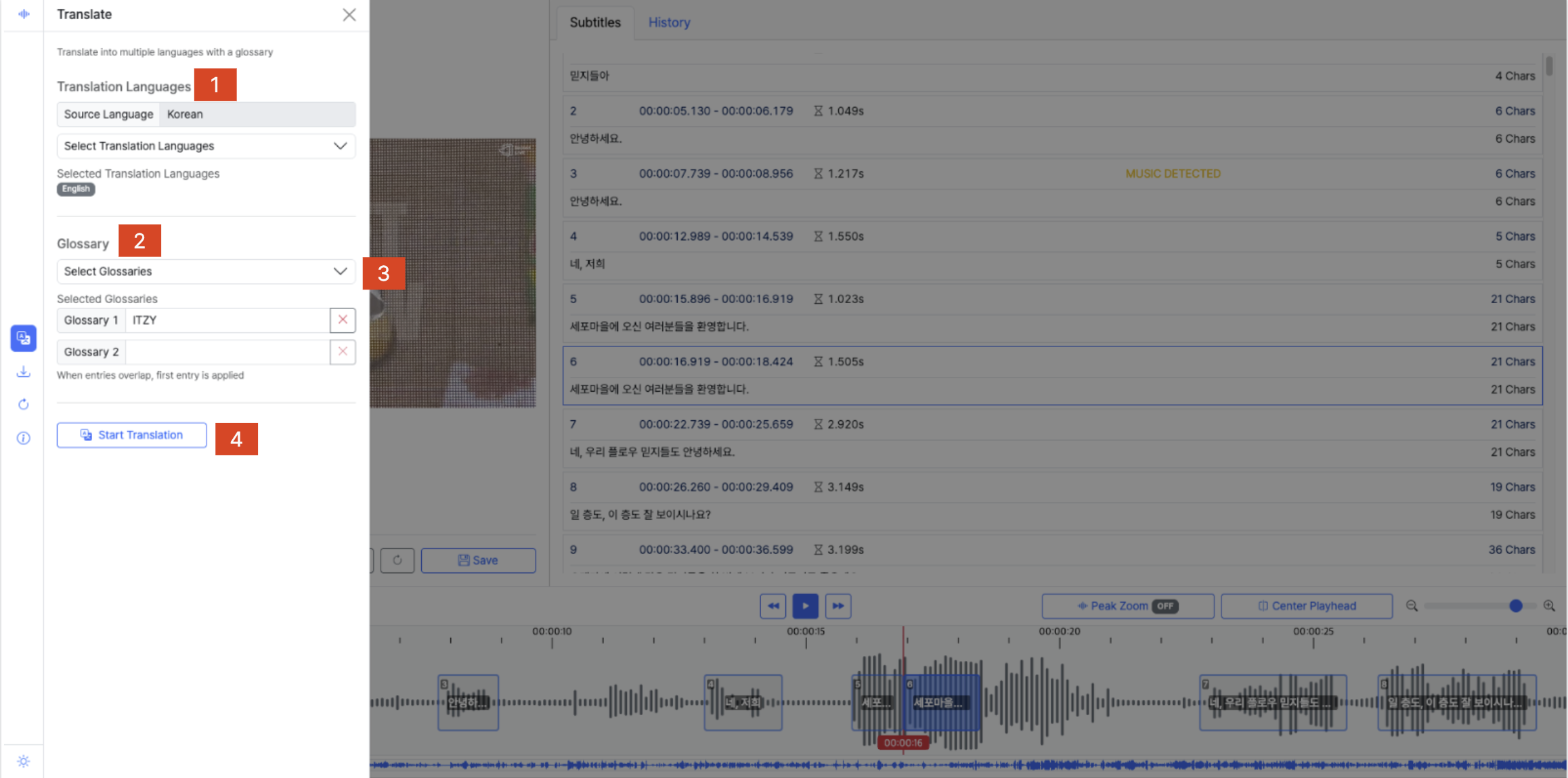 Subtitle Editor - Translate Panel