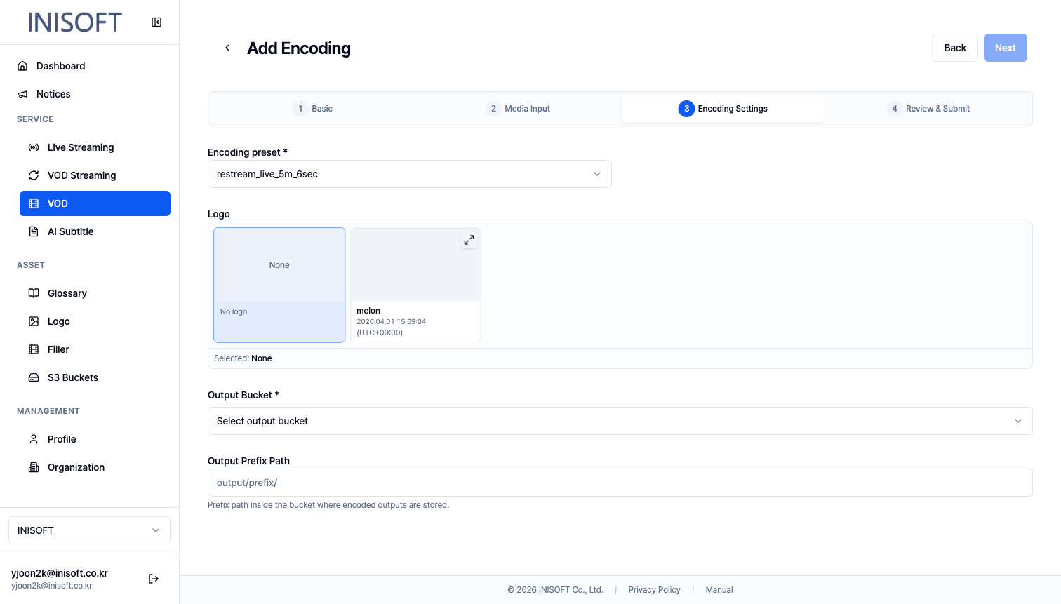 Add Encoding Settings